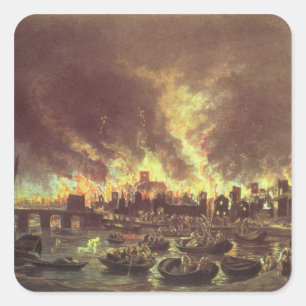 Das große Feuer von London, 1666 Quadratischer Aufkleber