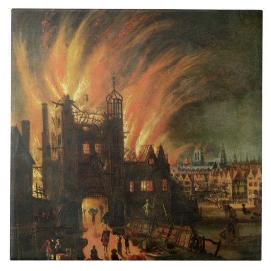 Das große Feuer von London (September 1666) mit Fliese (Vorderseite)