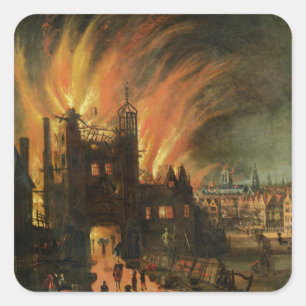 Das große Feuer von London (September 1666) mit Quadratischer Aufkleber