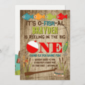 Das große Fischereithema Jungs zum ersten Geburtst Einladung (Vorne/Hinten)