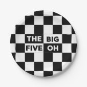 Das große Fünf-Ach-Schwarz-Weiß-Muster Pappteller (Vorderseite)