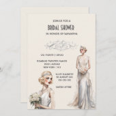 Das große Gatsby-Brautparty-Braut Elfenbein weiß Einladung (Vorne/Hinten)