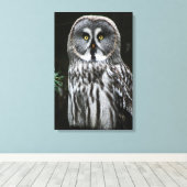 Das große graue Owl 16x24 (40x60cm) waccna Leinwanddruck (Insitu (Holzboden))