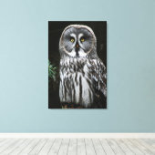 Das große graue Owl 24x36 (60x90cm) waccna Leinwanddruck (Insitu (Holzboden))