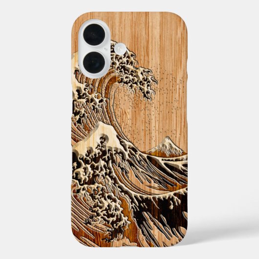 Das große Hokusai Wave Bamboo Holzdesign Case-Mate iPhone Hülle (Rückseite)