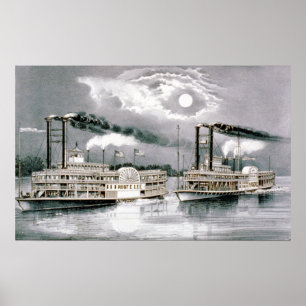 Das große Mississippisteamboat-Rennen - 1870 Poster