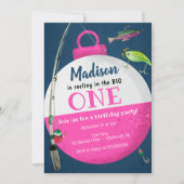 Das große ONE Fishing First Birthday Girl Einladung (Vorderseite)