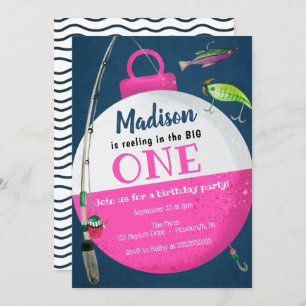 Das große ONE Fishing First Birthday Girl Einladung