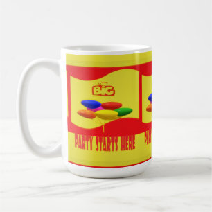 Das große Party beginnt hier lasse zu feiern Kaffeetasse