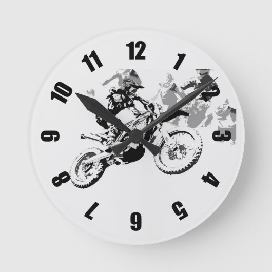 Das große Rennen - Motocross-Rennen Runde Wanduhr (Vorderseite)
