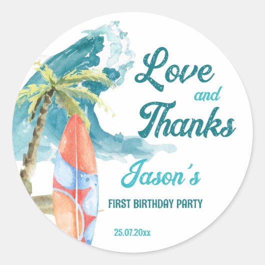 Das große Retro-Party für Surfbretter. Runder Aufkleber (Vorderseite)