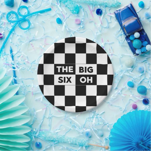 Das große, schwarz und weiß karierte Muster Pappteller (Party)