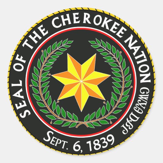 Das große Siegel der Cherokee-Nation Oklahoma Runder Aufkleber (Vorderseite)