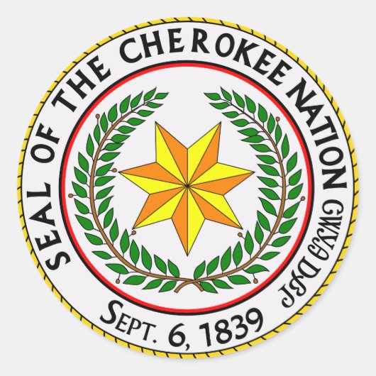 Das große Siegel der Cherokee-Nation Oklahoma Runder Aufkleber (Vorderseite)