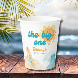 Das große Surfboard mit Wasserfarben zum 1. Geburt Pappbecher