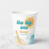 Das große Surfboard mit Wasserfarben zum 1. Geburt Pappbecher (Vorderseite)