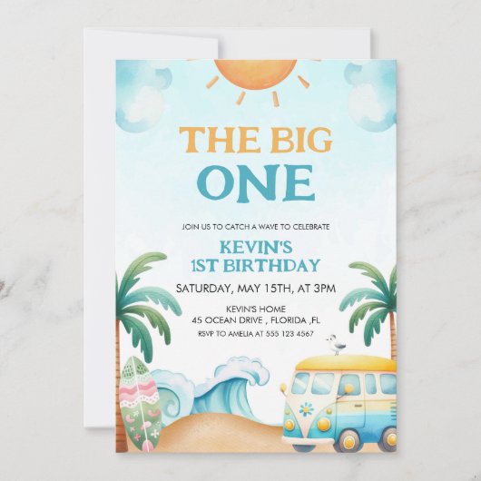Das Große, Surfen zum Geburtstag Einladung (Vorderseite)