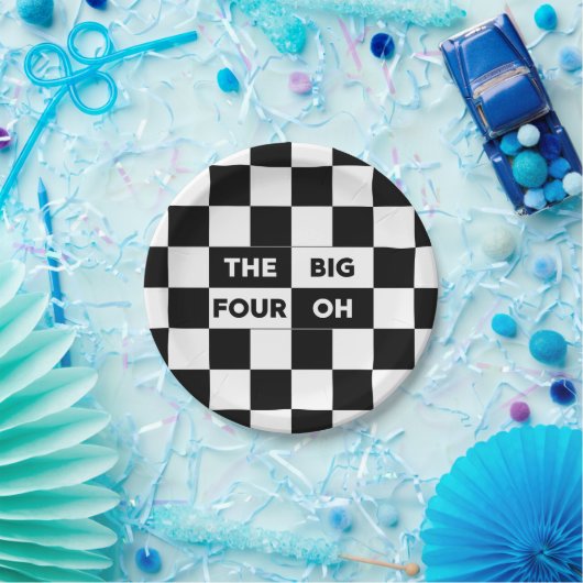 Das große Vier-Ach-Schwarz-Weiß-Muster Pappteller (Party)