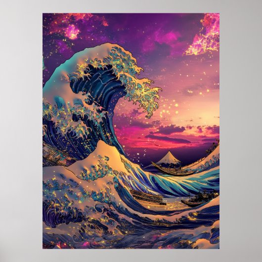 Das große Wellensynthwave-Cyberpunk-Artwork Poster (Vorne)
