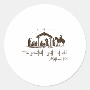 Das größte Geschenk für alle Weihnachten Nativität Runder Aufkleber