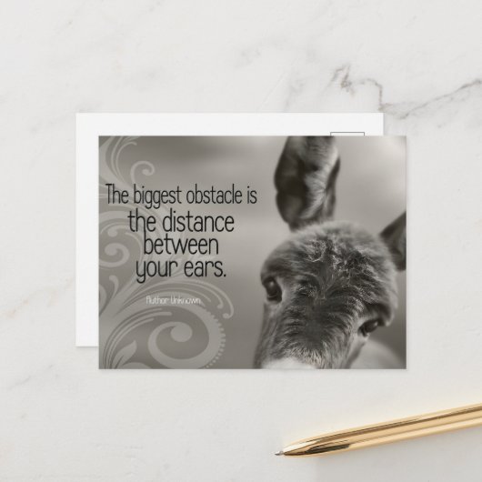 "Das größte Hindernis" Inspiration Zitat Postkarte (Vorderseite/Rückseite Beispiel)