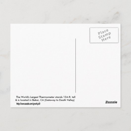 Das größte Thermometer der Welt Postkarte (Rückseite)