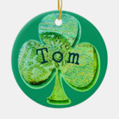 Das grüne Blattsymbol und der Name oder das Wort Keramik Ornament (Vorne)