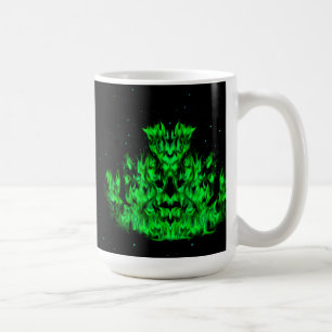 Das grüne Flammenmonster im Sternenhimmel Kaffeetasse