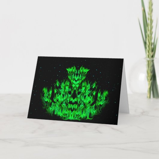 Das grüne Flammenmonster im Sternenhimmel Karte (Vorderseite)