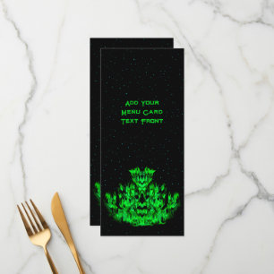 Das grüne Flammenmonster im Sternenhimmel Menükarte