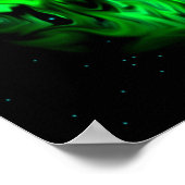 Das grüne Flammenmonster im Sternenhimmel Poster (Ecke)