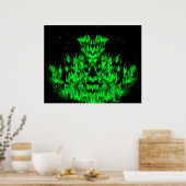 Das grüne Flammenmonster im Sternenhimmel Poster (Küche)