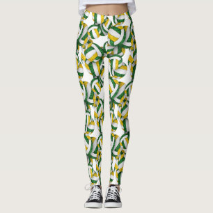 Das grüne Goldteam färbt gürtelförmige Volleyballs Leggings