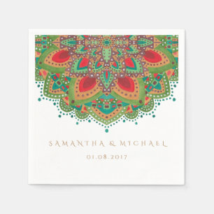 Das grüne Mandala-Hochzeitspapier Napkin Serviette