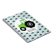 Das Grüne Traktormuster des Jungen und der Name de Notizblock (Rechte Seite)