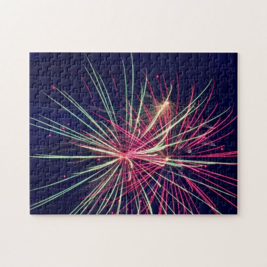Das grüne und rosa Feuerwerk Puzzle (Horizontal)