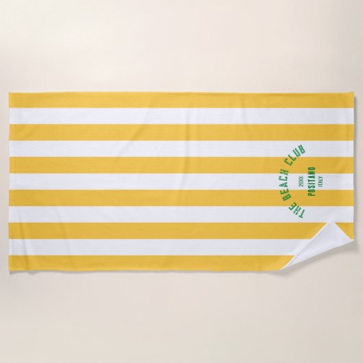 Das grüne Wappen des Beach Club Yellow Cabana Stri Strandtuch (Vorderseite)