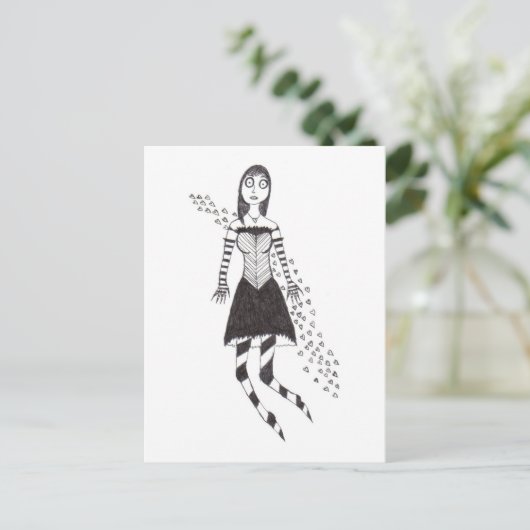 Das gruselige Herz-Mädchen Postkarte (Stehend Vorderseite)
