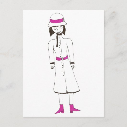 Das gruselige Mädchen mit Hut und Coat Postkarte (Vorderseite)