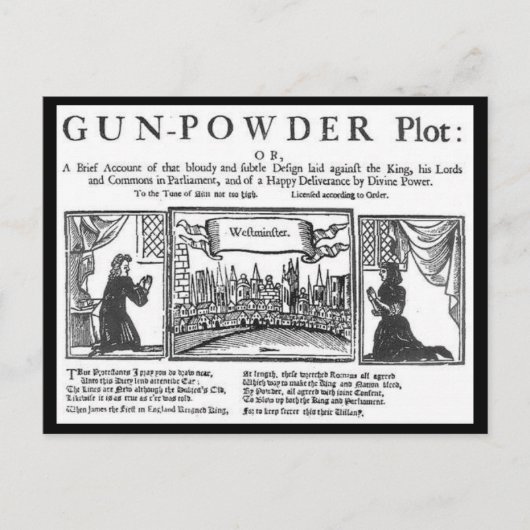Das Gunpulver-Plot von Typ Fawkes Postkarte (Vorderseite)