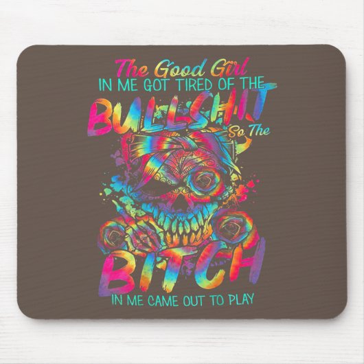Das gute Mädchen in mir Tattoo-Schädel-Rose Mousepad (Vorne)
