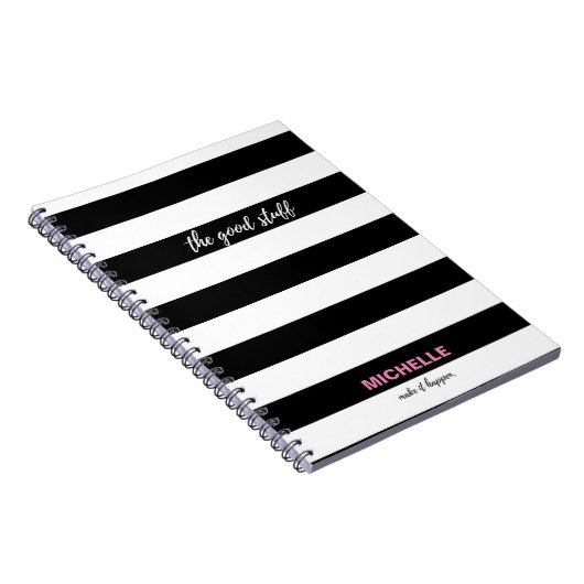 "Das Gute" Schwarz-Weiß-Streifen, Name Notizblock (Rechte Seite)