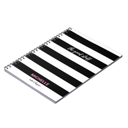 "Das Gute" Schwarz-Weiß-Streifen, Name Notizblock (Linke Seite)