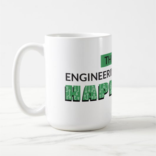 DAS H IN DER ENGINEERING STEHT FÜR GLÜCKLICHKEIT KAFFEETASSE (Links)