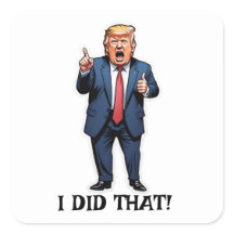 "Das habe ich getan!" Cartoon Stehend Trump