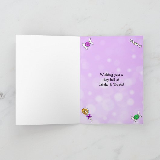 Das Halloween der Kinder glücklicher lila Karte (Innenseite)