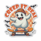 Das Halloween Ghost-Skaten-Mainboard wird echt lec Aufkleber (Vorderseite)