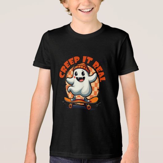 Das Halloween Ghost-Skaten-Mainboard wird echt lec Tri-Blend Shirt (Vorderseite)