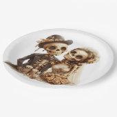 Das Halloween-Hochzeitspaar Pappteller (Schrägansicht)