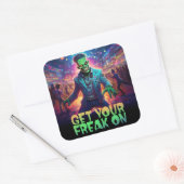Das Halloween-Monster-Party "Hol dir deinen Freak! Quadratischer Aufkleber (Umschlag)